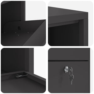 Paketbox mit Speicher Schwarz Stahl 44x22x82 cm