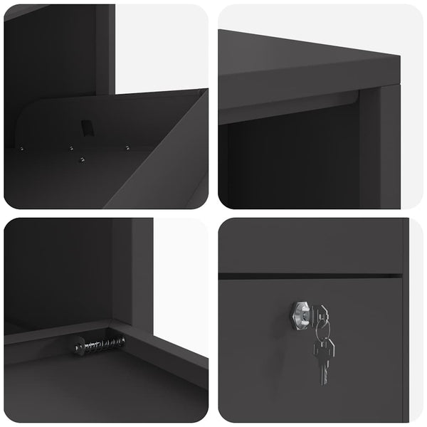 Paketbox mit Speicher Schwarz Stahl 44x22x82 cm