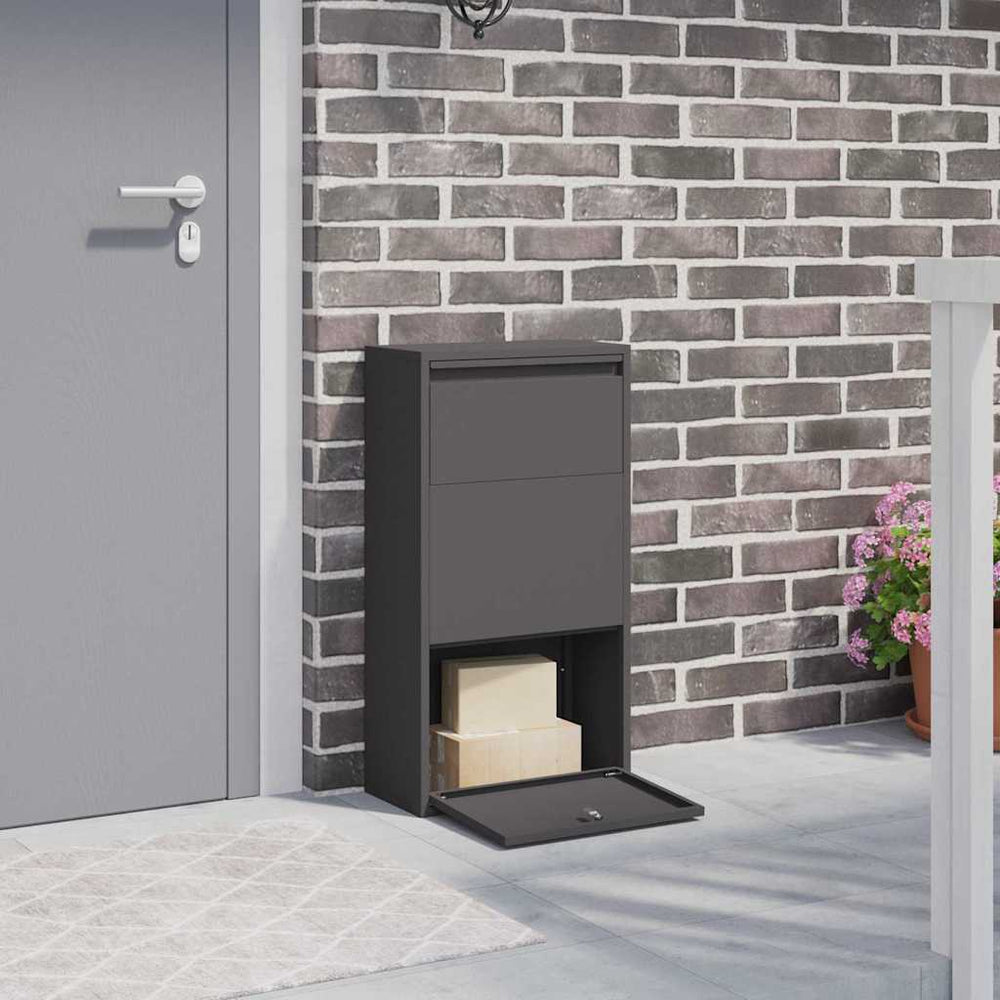 Paketbox mit Speicher Schwarz Stahl 44x22x82 cm