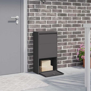 Paketbox mit Speicher Schwarz Stahl 44x22x82 cm