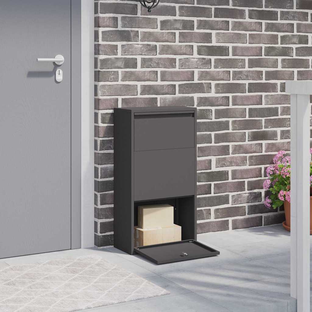 Paketbox mit Speicher Schwarz Stahl 44x22x82 cm
