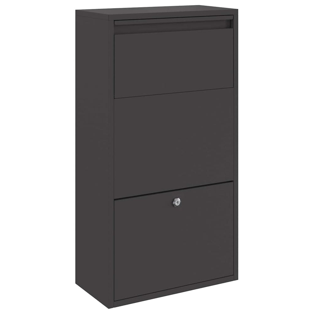 Paketbox mit Speicher Schwarz Stahl 44x22x82 cm