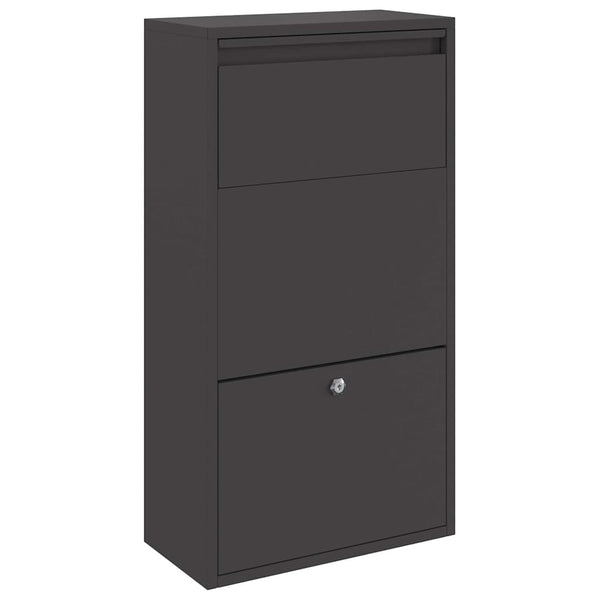 Paketbox mit Speicher Schwarz Stahl 44x22x82 cm