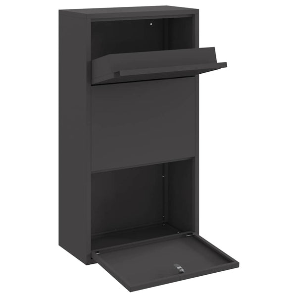 Paketbox mit Speicher Schwarz Stahl 44x22x82 cm