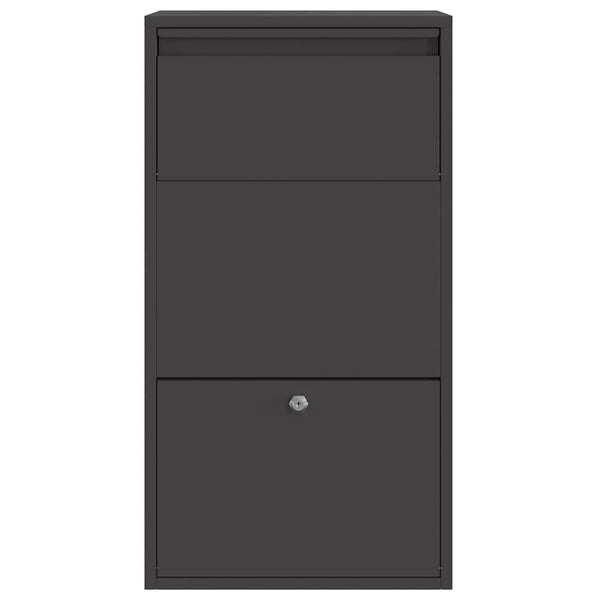 Paketbox mit Speicher Schwarz Stahl 44x22x82 cm