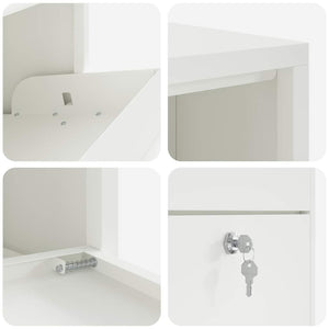 Paketbox mit Tür, Weiß, 44x22x82cm
