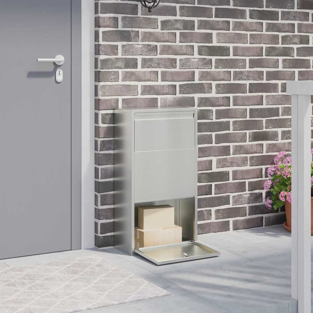 Paketbox mit Tür Silber 44x22x82cm