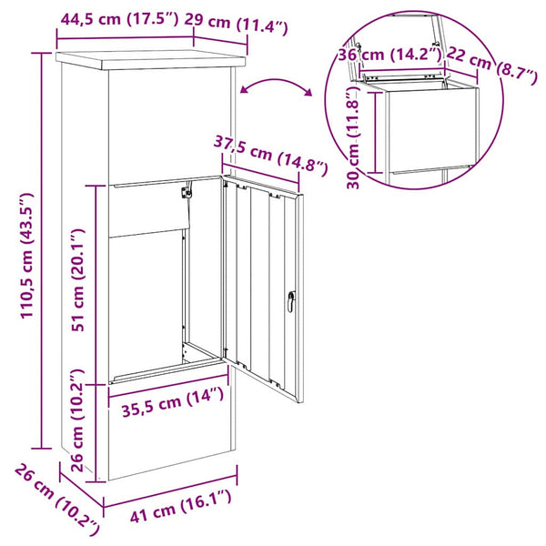 Paketbox Schwarz Verzinkter Stahl 110cm