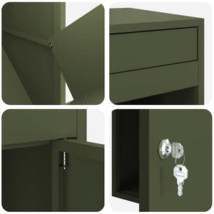 Paketbox mit Schloss Olivgrün Stahl
