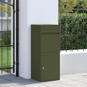 Paketbox mit Schloss Olivgrün Stahl