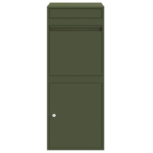 Paketbox mit Schloss Olivgrün Stahl