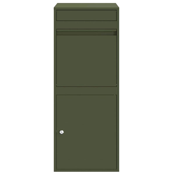 Paketbox mit Schloss Olivgrün Stahl