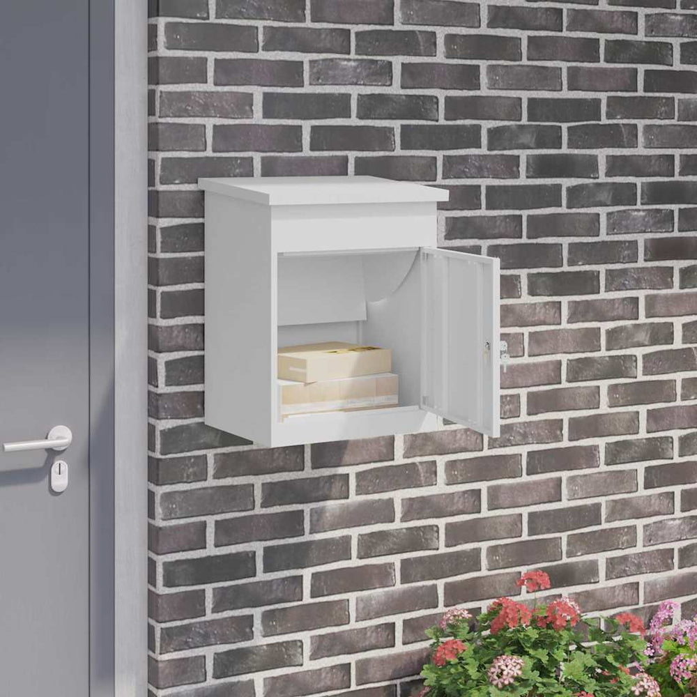 Paketbox mit Tür, Weiß, 47,5x38x59 cm