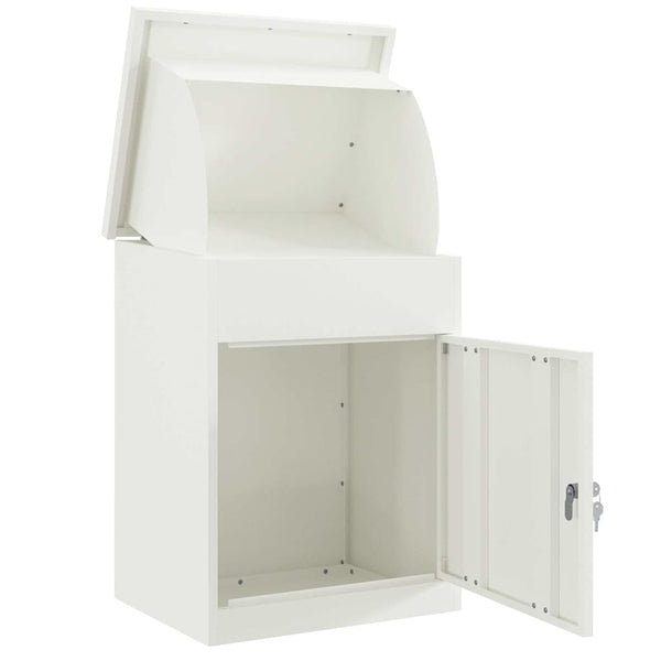 Paketbox mit Tür, Weiß, 47,5x38x59 cm