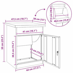 Paketbox mit Tür, Weiß, 47,5x38x59 cm