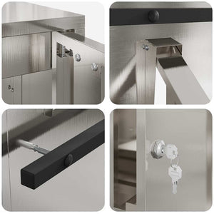 Edelstahl Briefkasten mit Fach Silber 30x20x55cm