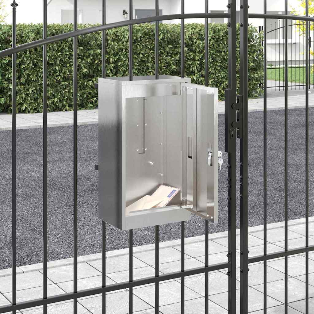 Edelstahl Briefkasten mit Fach Silber 30x20x55cm