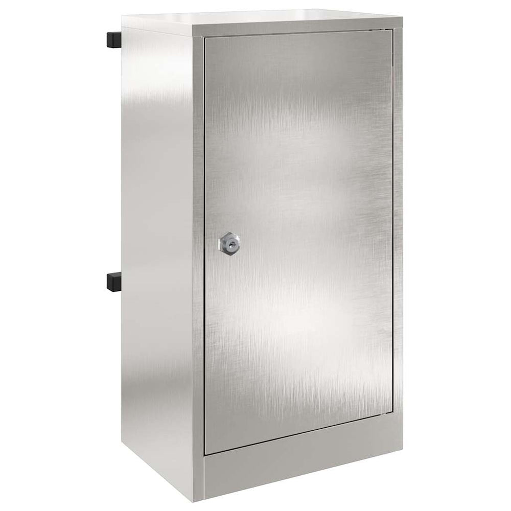 Edelstahl Briefkasten mit Fach Silber 30x20x55cm