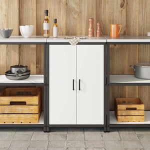 vidaXL Meuble de Rangement de Cuisine avec Étagère et Porte Blanc 60 x 50 x 92 cm Acier