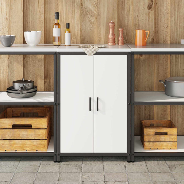 vidaXL Meuble de Rangement de Cuisine avec Étagère et Porte Blanc 60 x 50 x 92 cm Acier