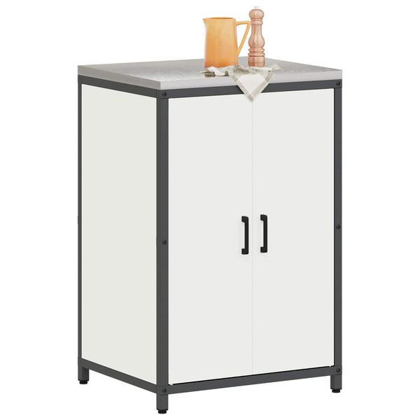 vidaXL Meuble de Rangement de Cuisine avec Étagère et Porte Blanc 60 x 50 x 92 cm Acier