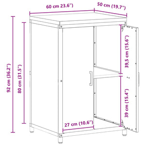 vidaXL Meuble de Rangement de Cuisine avec Étagère et Porte Blanc 60 x 50 x 92 cm Acier