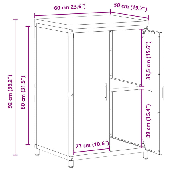 vidaXL Meuble de Rangement de Cuisine avec Étagère et Porte Blanc 60 x 50 x 92 cm Acier