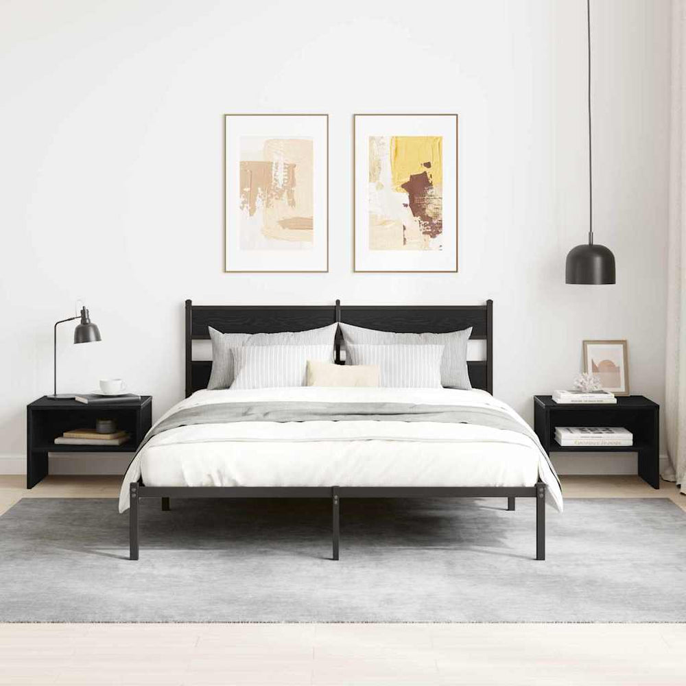 vidaXL Nightstand Black Oak Look 40 x 40 x 30 cm Engineered Wood
