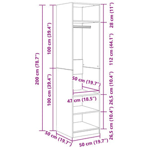 Kleiderschrank Altholz mit Regal 50x50x200cm