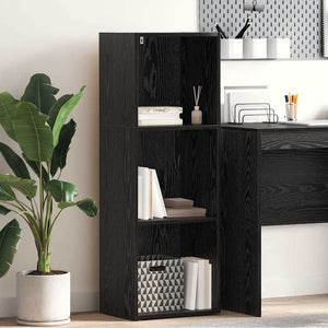 Bücherregal Schwarz Eichen-Optik 114 cm