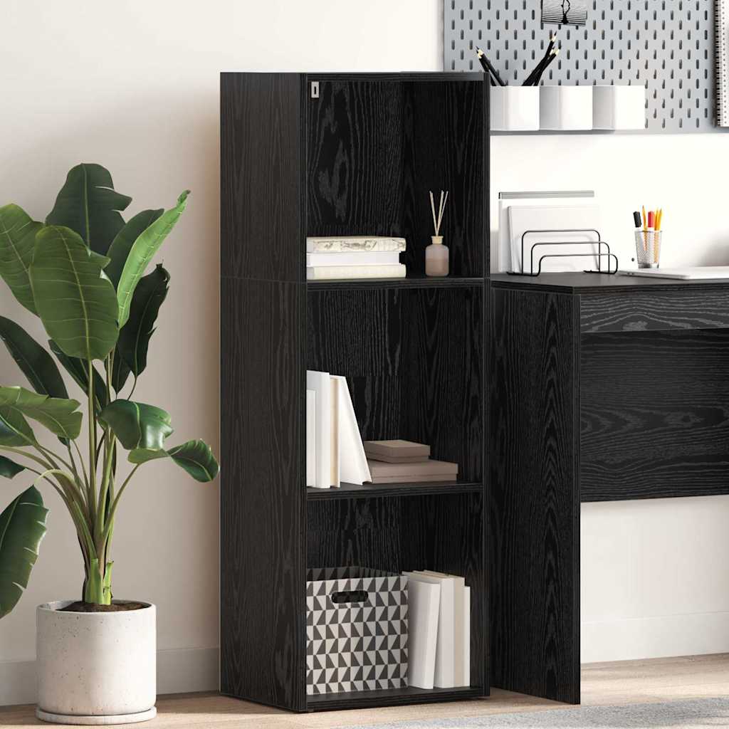 Bücherregal Schwarz Eichen-Optik 114 cm