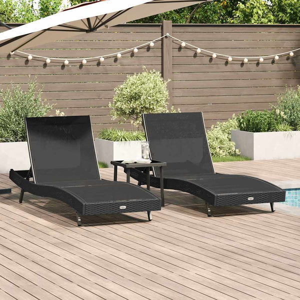 Poly Rattan Sonnenliege 3er Set Schwarz