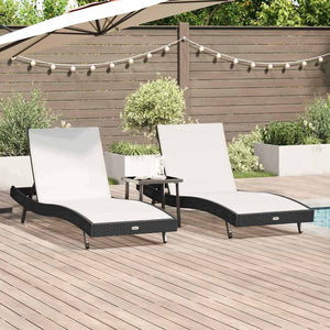 Poly Rattan Sonnenliege 3er Set Schwarz/Weiß