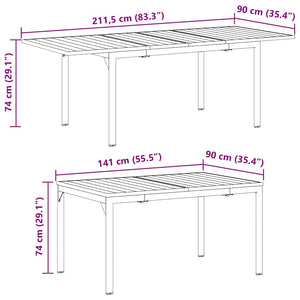 Anthrazit Esstisch für Draußen 210 cm Stahl