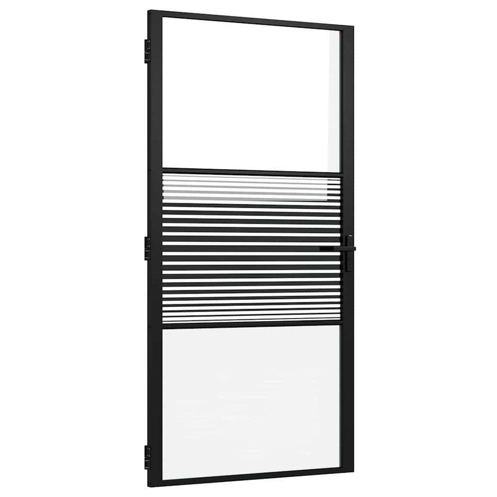 vidaXL Glass Door Striped Black 102.5 x 3.5 x 201.5 cm Aluminum