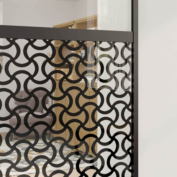 Schwarze Glastür 76x205 cm Aluminium