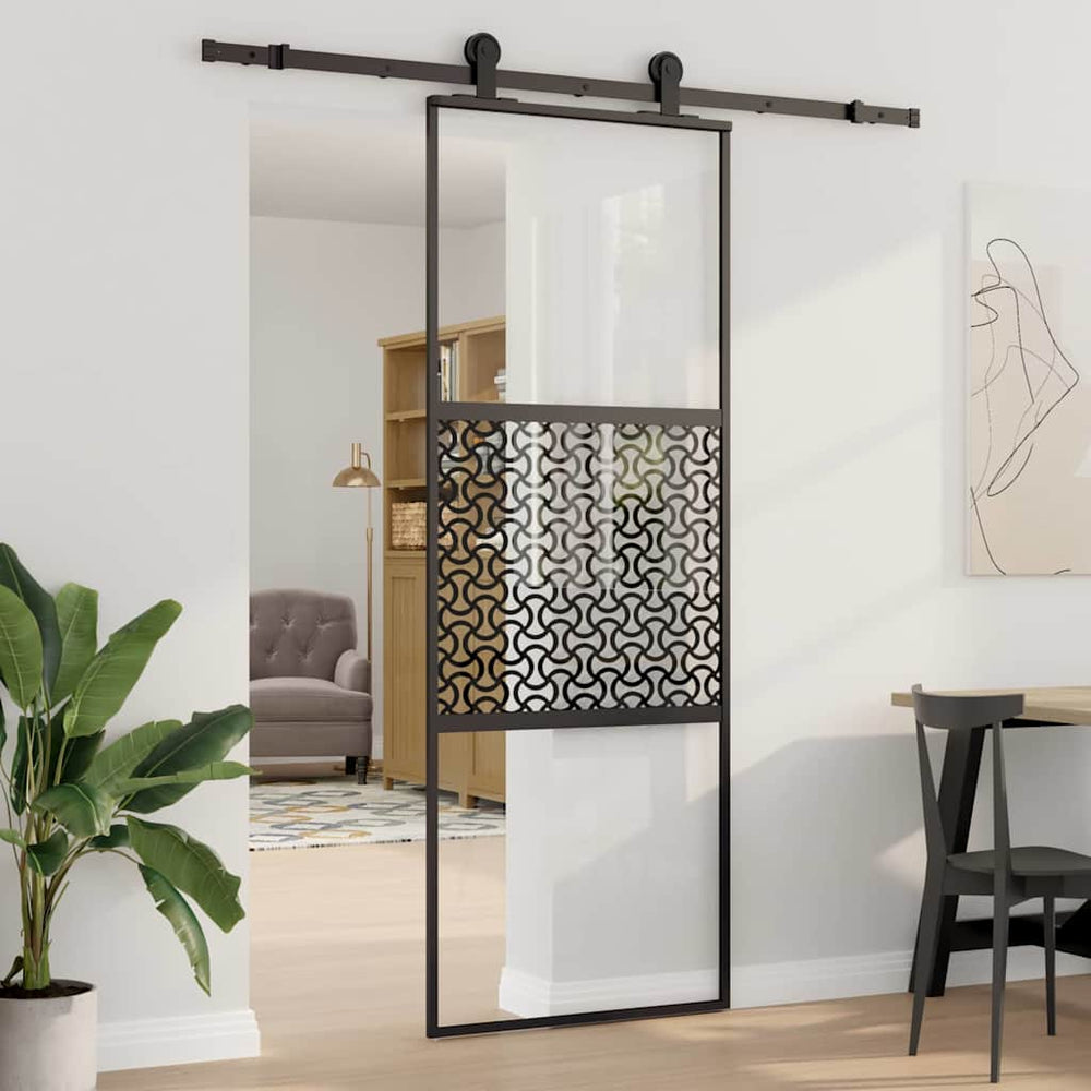 Schwarze Glastür 76x205 cm Aluminium