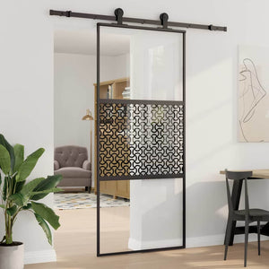Schwarze Glastür 90x205 cm Aluminium