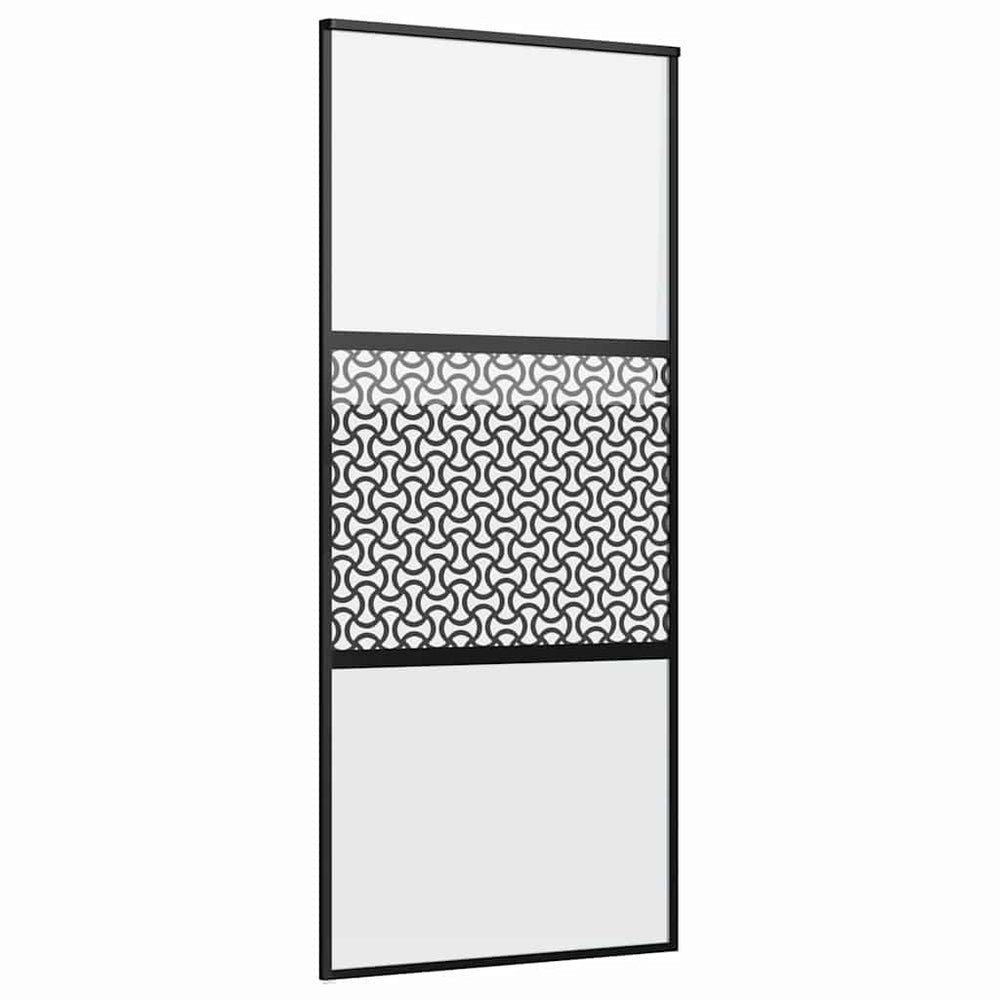 Schwarze Glastür 90x205 cm Aluminium