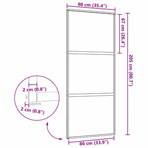 Schwarze Glastür 90x205 cm Aluminium