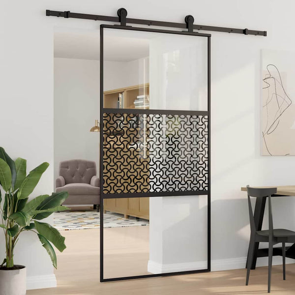 Schwarze Glastür 102,5x205 cm Aluminium