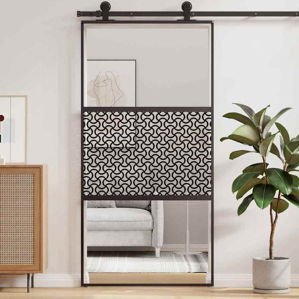 Schwarze Glastür 102,5x205 cm Aluminium