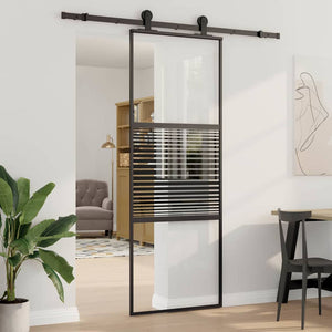 Glastür Schwarz Gestreift 76x205cm
