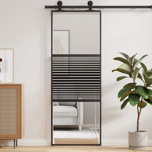 Glastür Schwarz Gestreift 76x205cm