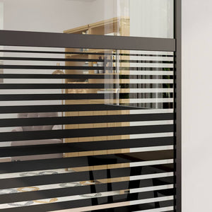 Schwarze Glastür 90x205cm mit Streifenmuster