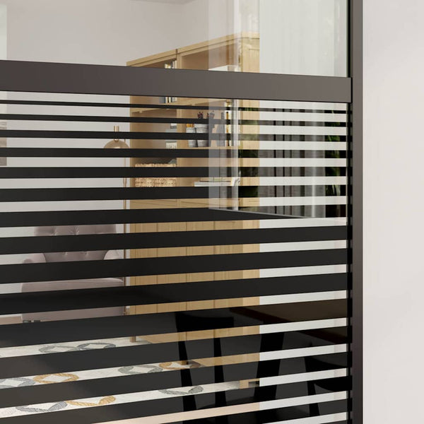Schwarze Glastür 90x205cm mit Streifenmuster