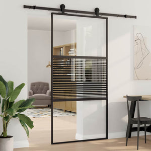 Glastür Schwarz Gestreift 102,5x205cm