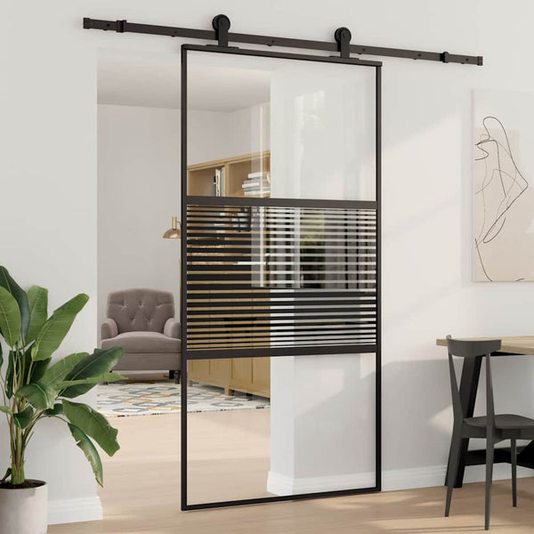 Glastür Schwarz Gestreift 102,5x205cm