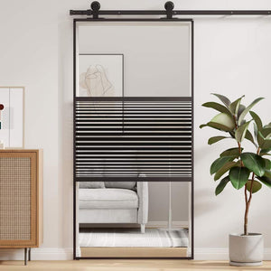 Glastür Schwarz Gestreift 102,5x205cm