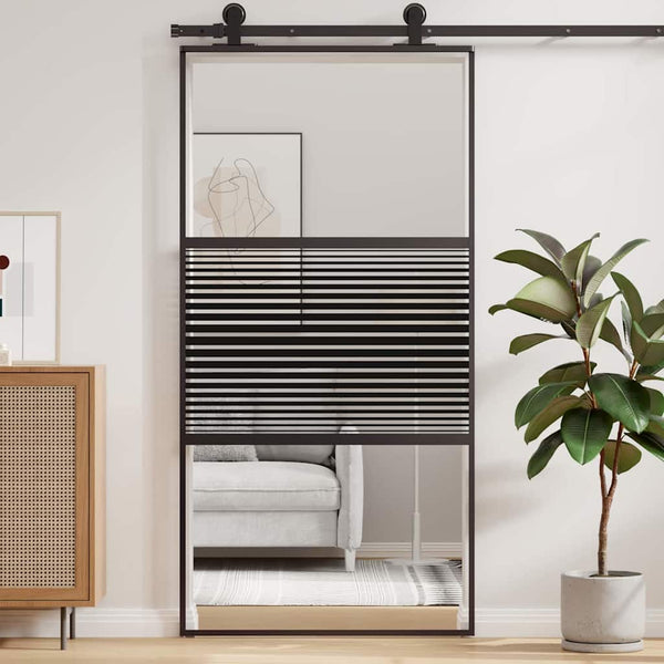 Glastür Schwarz Gestreift 102,5x205cm